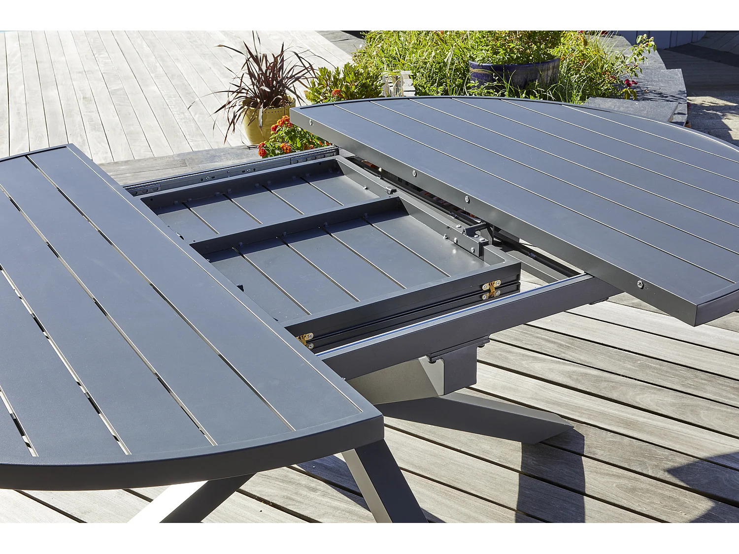 Table de jardin Extensible "Pelosa" 145-199cm Gris Anthracite