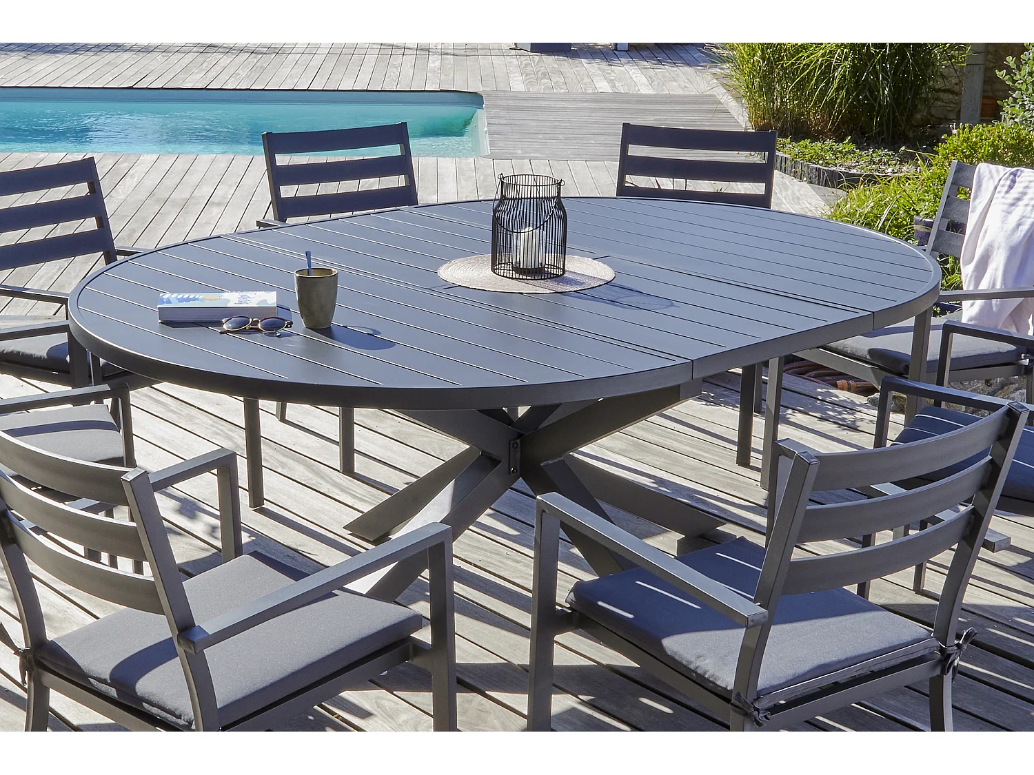 Table de jardin Extensible "Pelosa" 145-199cm Gris Anthracite