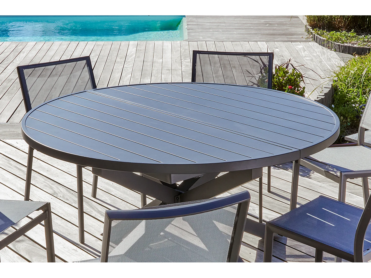 Table de jardin Extensible "Pelosa" 145-199cm Gris Anthracite