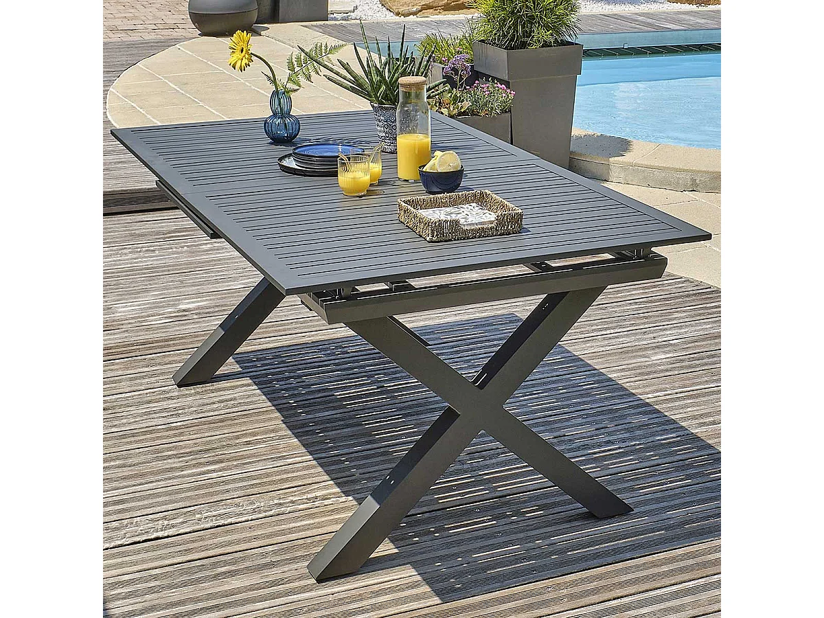 Table de Jardin Extensible "Floride" 180-240cm Gris Anthracite