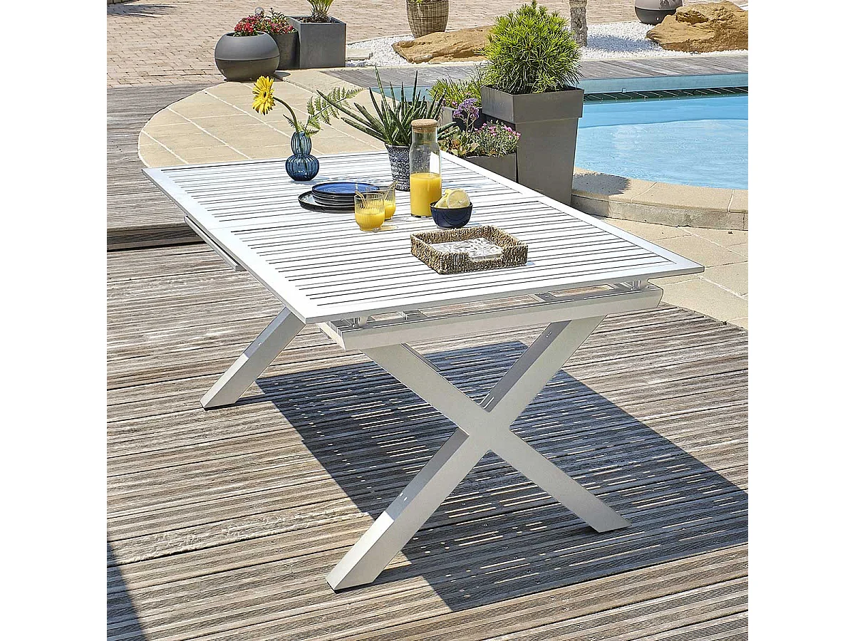 Table de Jardin Extensible "Floride" 180-240cm Blanc