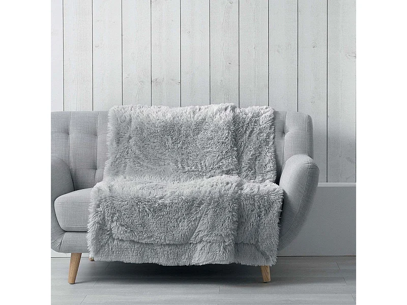 Plaid Imitation Fourrure Uni "Marilou" 180x220cm Gris