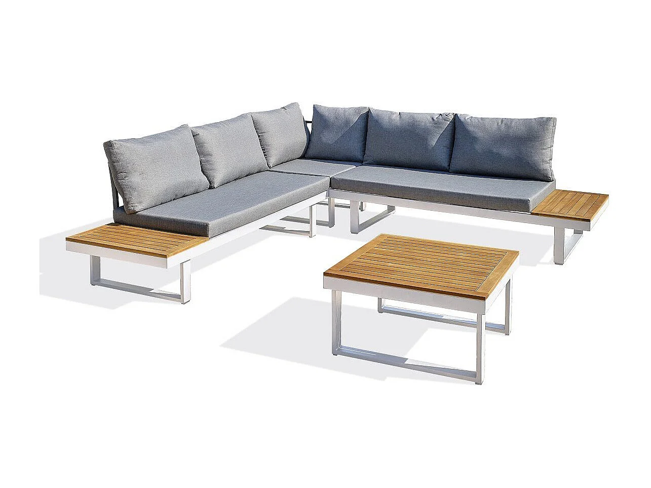 5-Sitzer-Gartenmöbel aus Akazienholz undem Aluminium