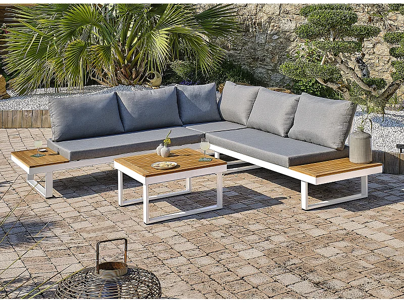 5-Sitzer-Gartenmöbel aus Akazienholz undem Aluminium