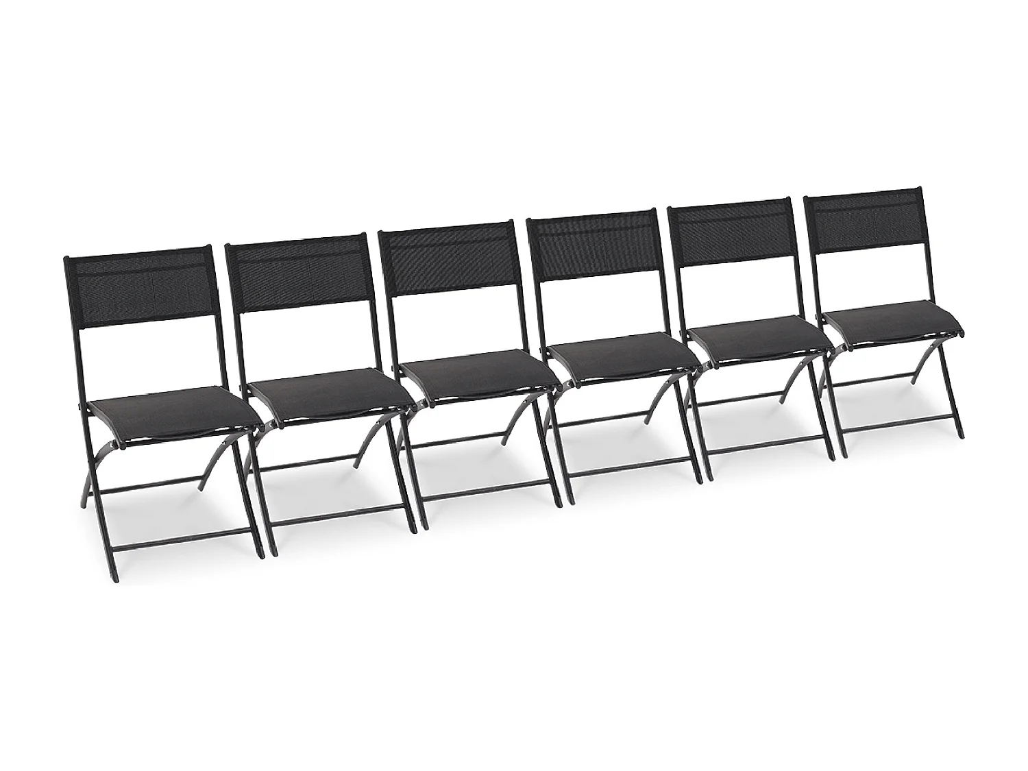 Set mit 6 Stühlen, Aluminium und Textilene, schwarz