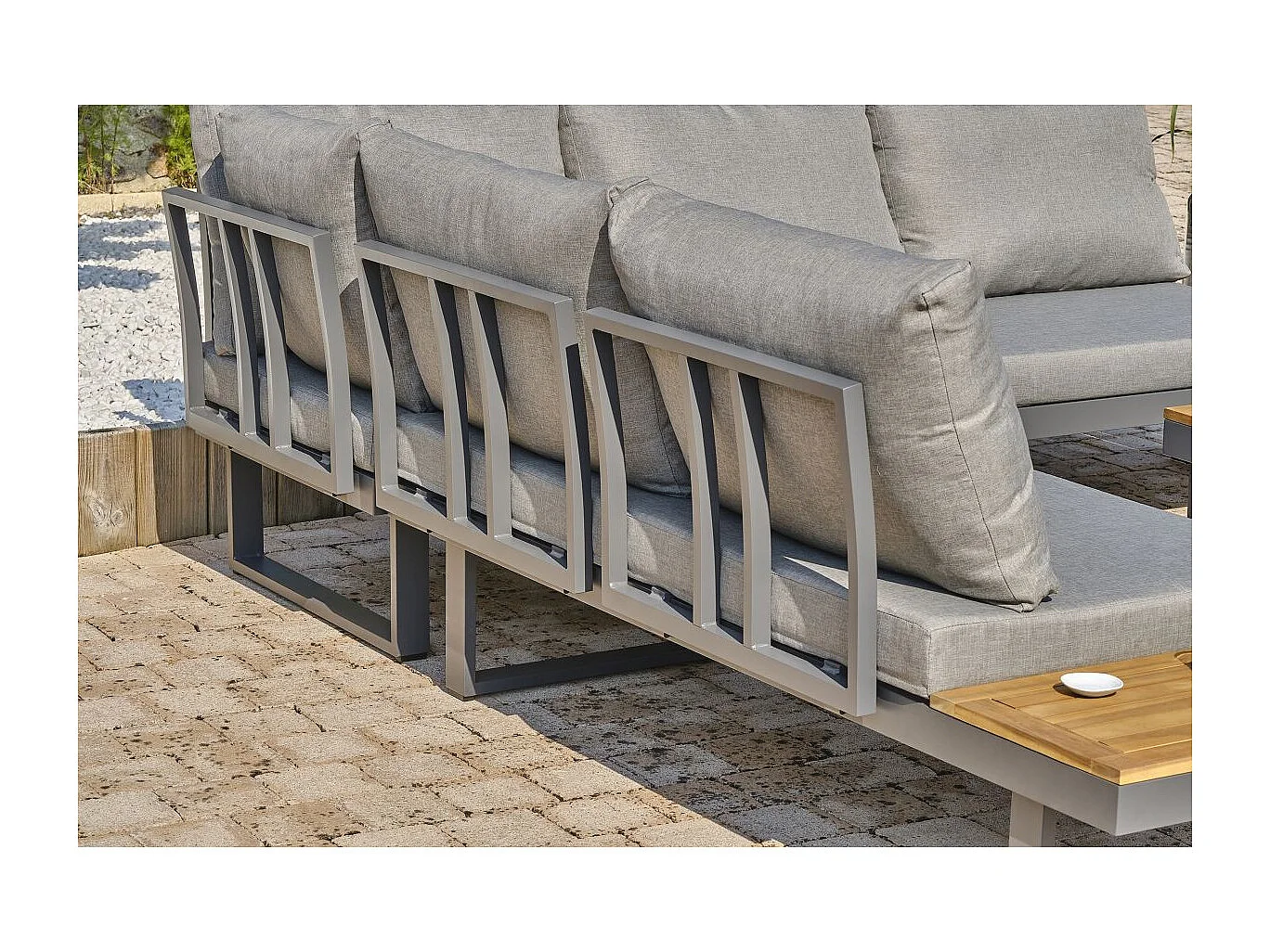 5-Sitzer-Gartenmöbel-Set aus Akazienholzem Aluminium