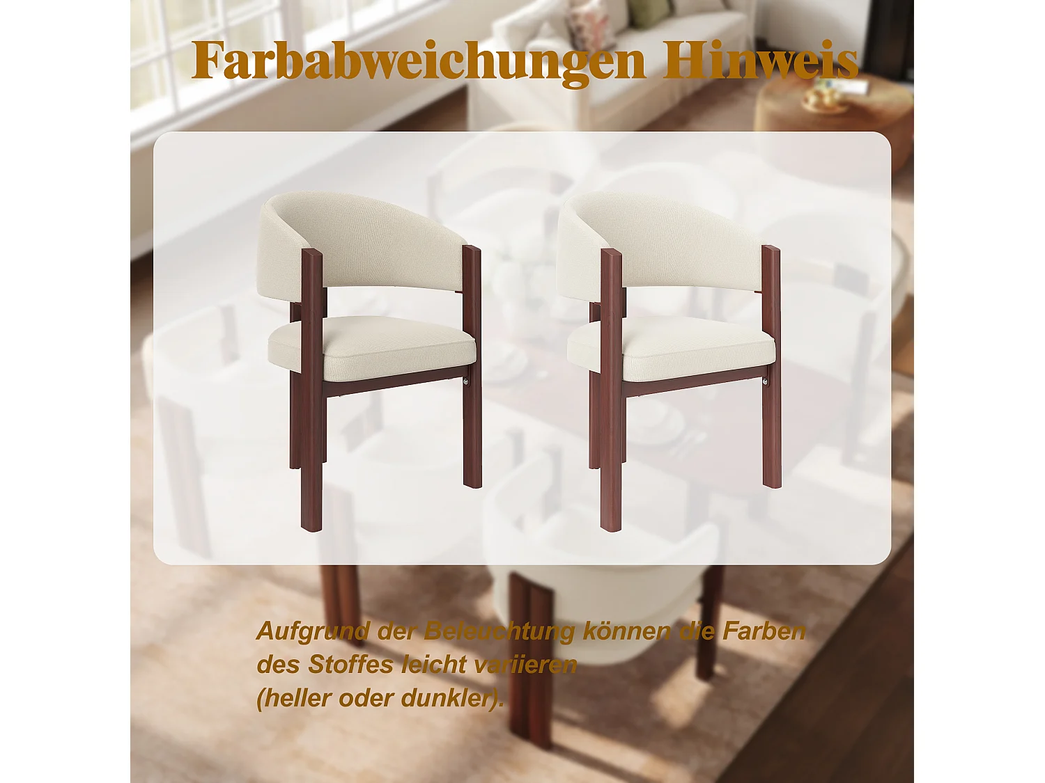 Lot de 4 Chaises de salle à manger - 53 x 47.5 x 85.5 cm - avec rembourrage + pieds réglables en fer - Flanelle - beige + marron