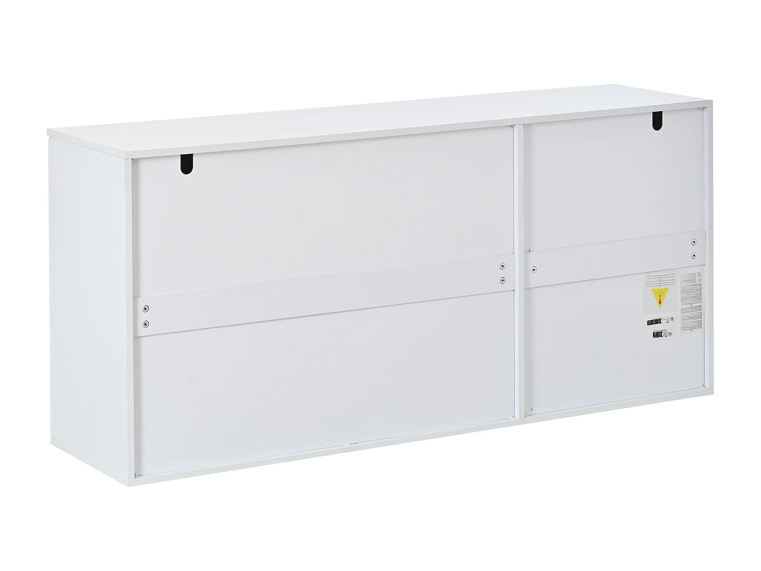 Buffet de salon laqué brillant - 150 x 40 x 70 cm - avec 3 portes + Leds - panneaux de particules - blanc