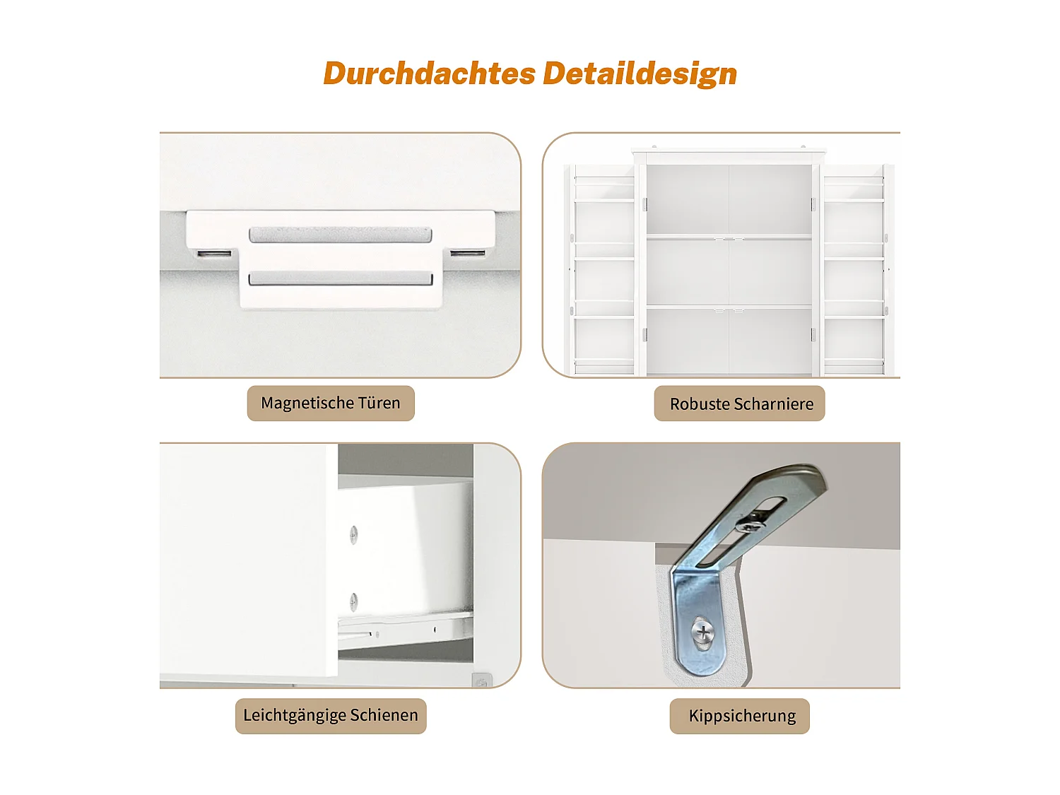 Buffet haut de cuisine - 182 x 40 x 75 cm - avec 4 portes + compartiments de rangement + tiroir - MDF - blanc