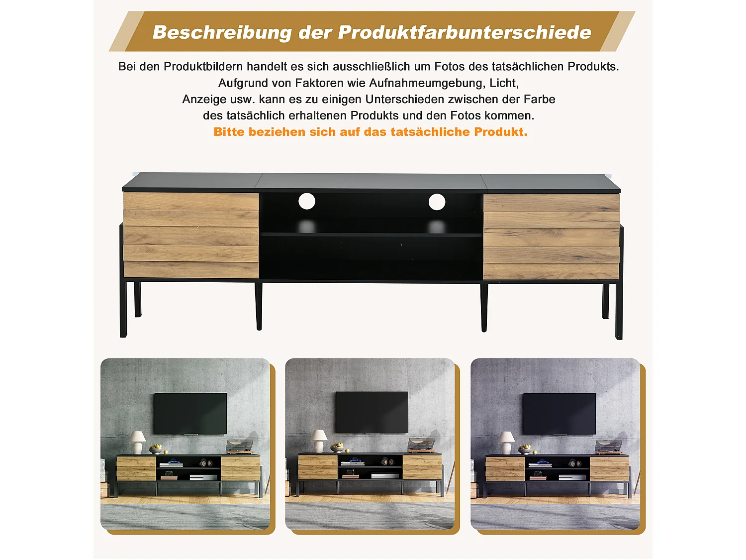 Stojak pod telewizor do salonu - 175 x 39,5 x 53 cm - z 2 drzwiami + otwarta przestrzeń do przechowywania - do telewizorów do 70 cali - płyta wiórowa - czarny