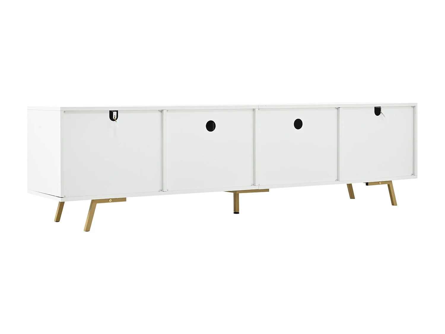 TV-Möbel fürs Wohnzimmer – 190 x 40 x 51,5 cm – mit 4 Türen – 6 Metallbeine – für Fernseher bis 85 Zoll – Spanplatte – weiß