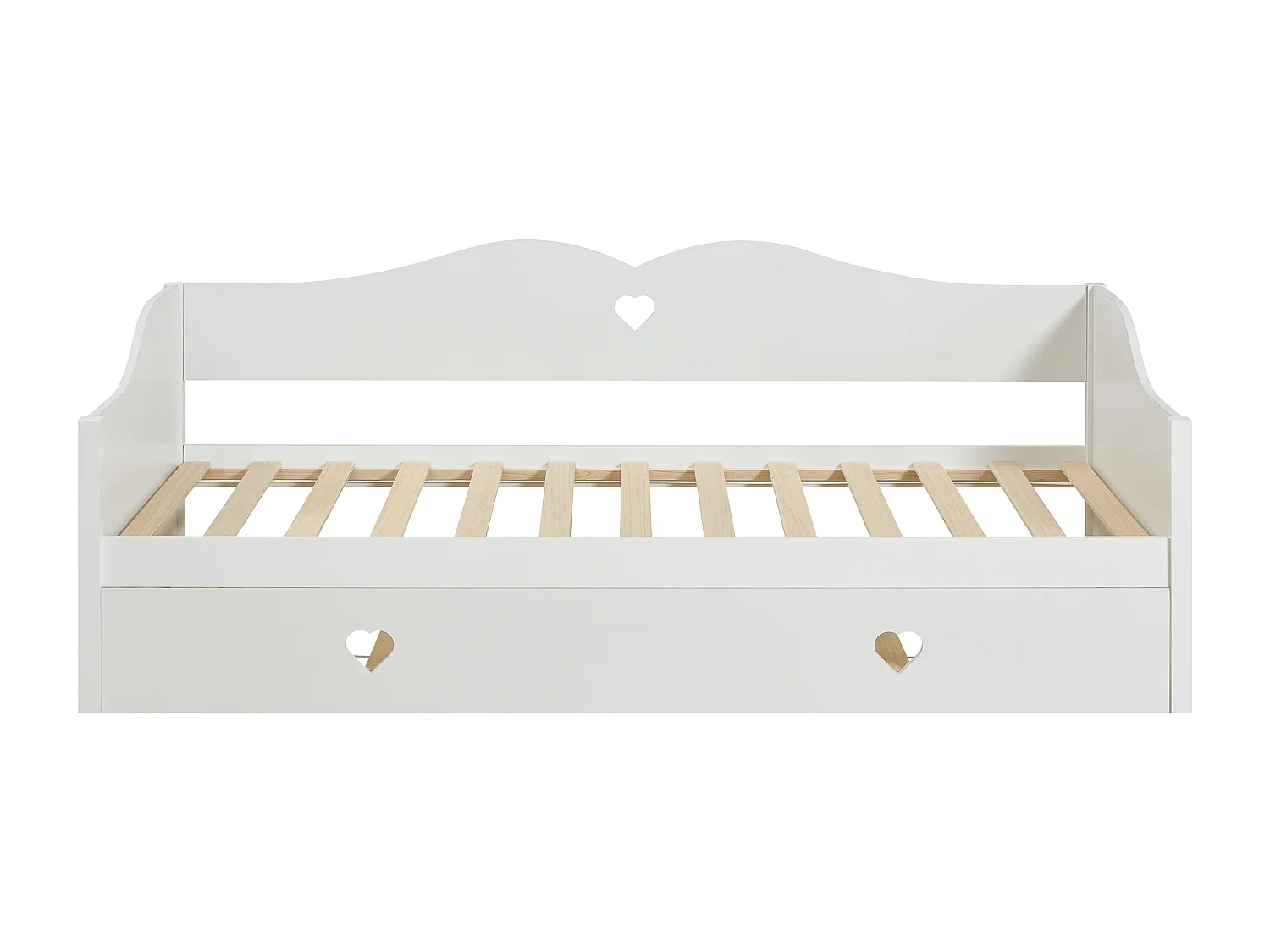 Lit banquette gigogne 2 x 90 x 190 cm - Pin et MDF - Blanc + Matelas - DASTIVA