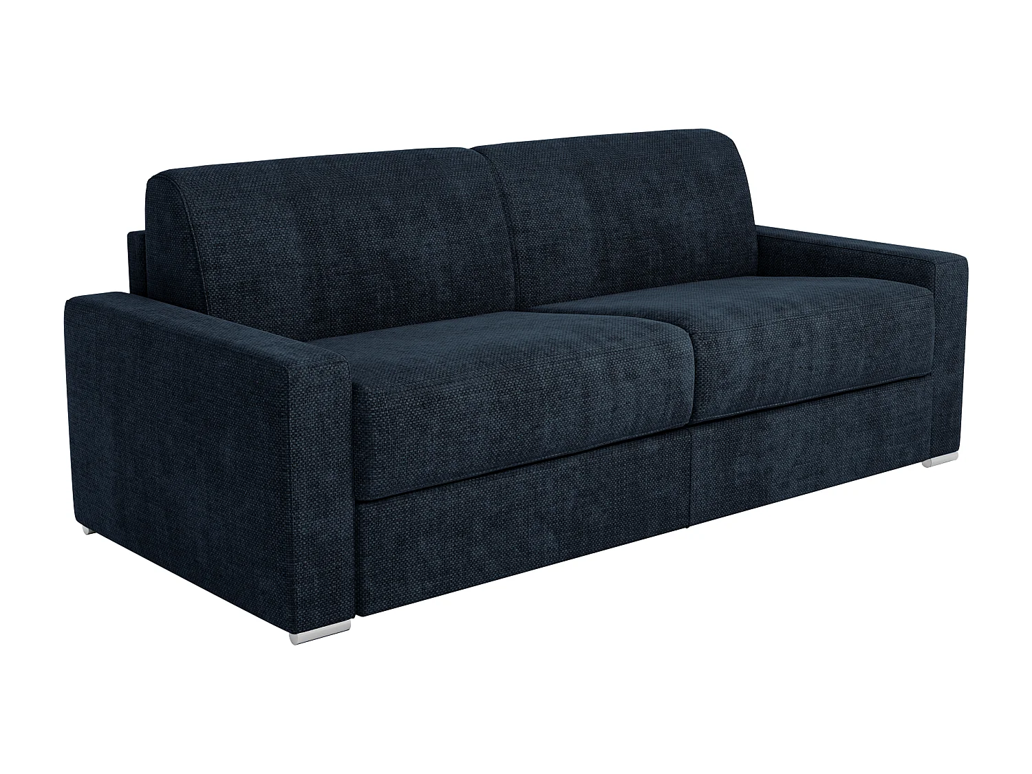 Canapé 4 places convertible express en tissu bleu - Couchage à lattes larges 160 cm - Matelas 22 cm avec mémoire de forme CALITO
