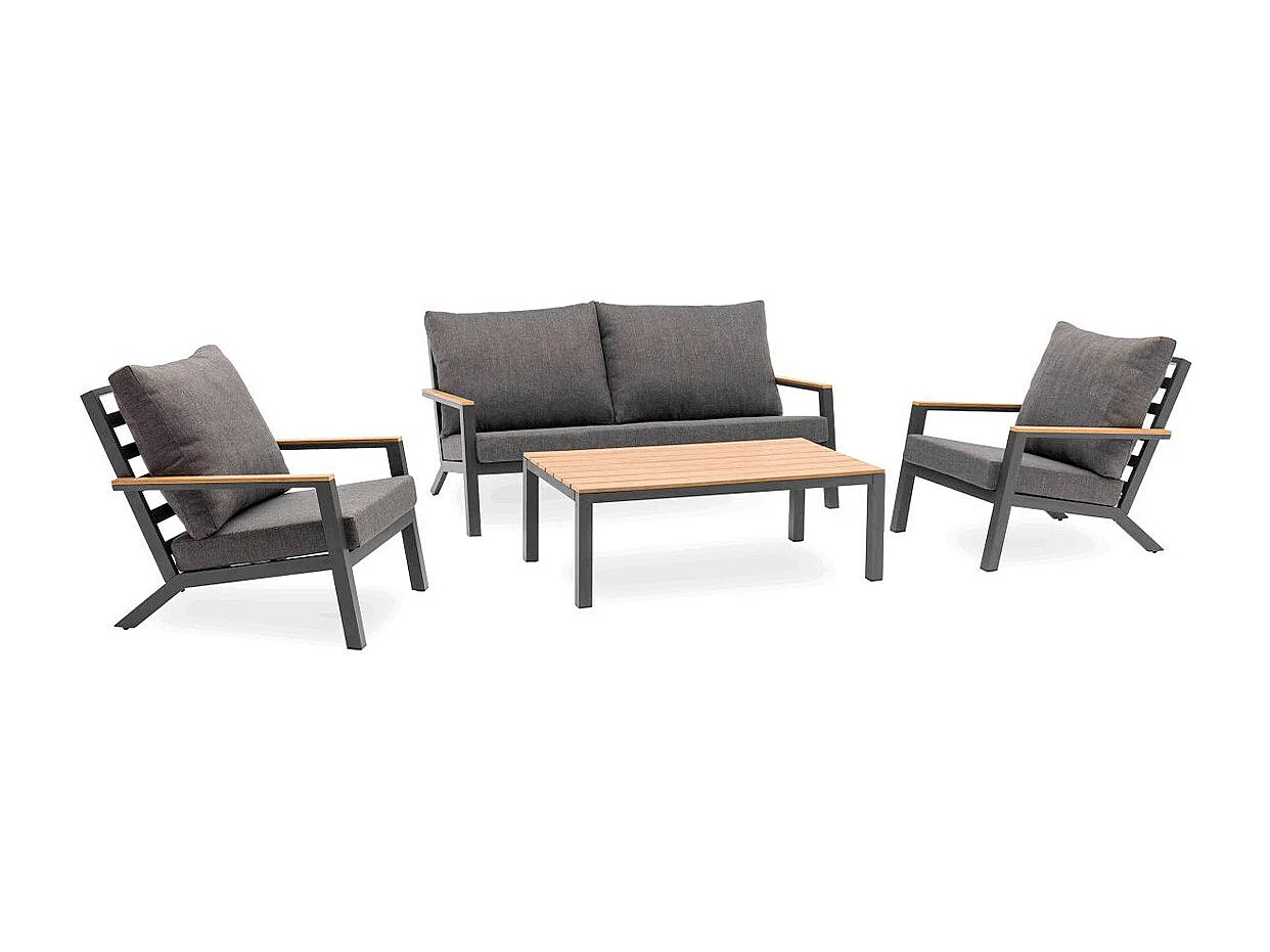 Salon de Jardin 5 Places "Kommos" 175cm Gris Anthracite