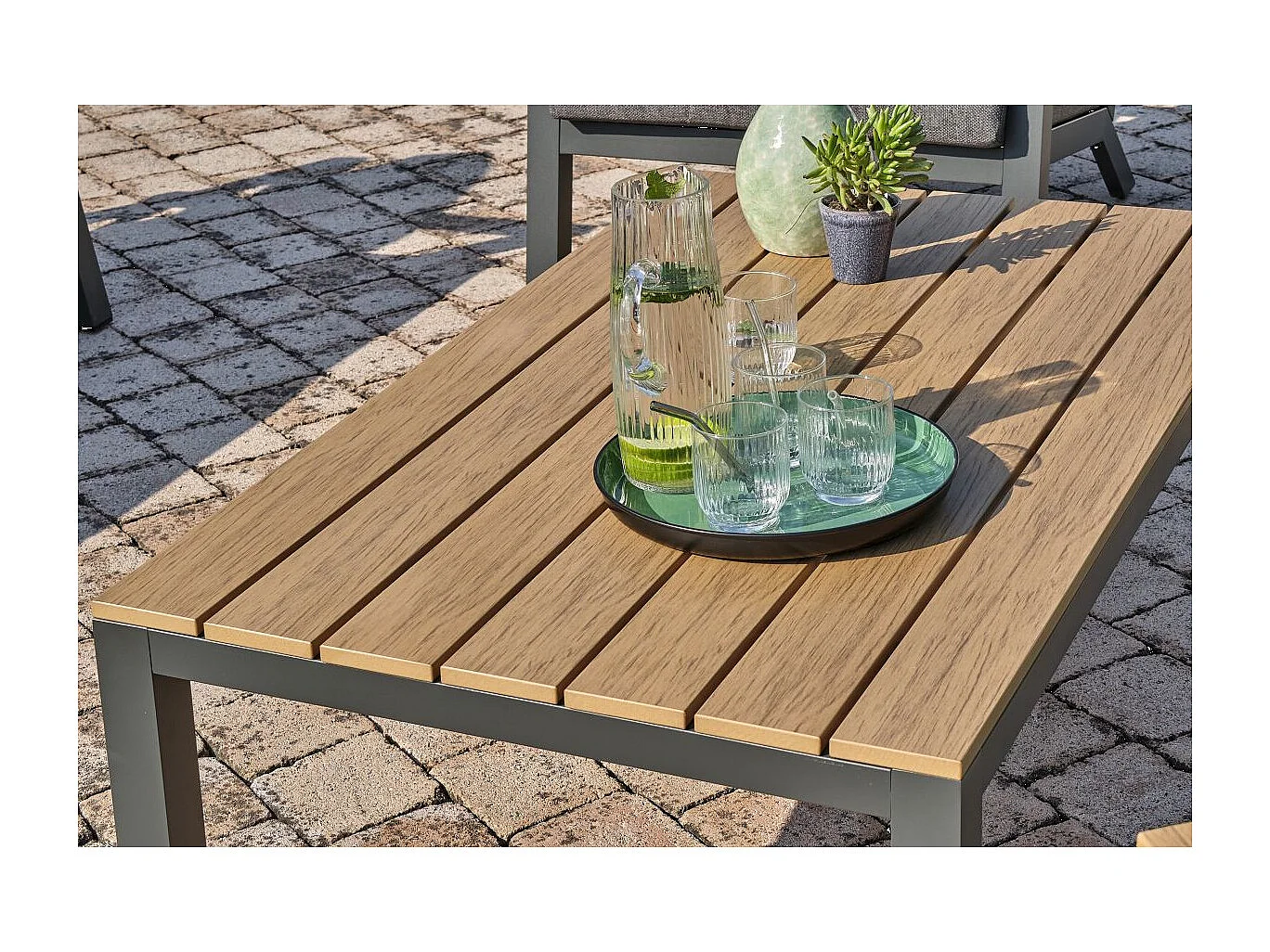 Salon de Jardin 5 Places "Kommos" 175cm Gris Anthracite