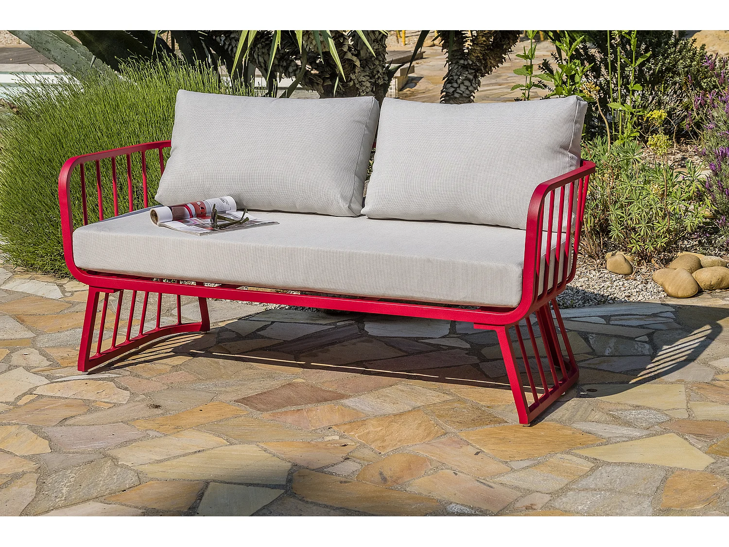 Salon de Jardin 4 places "Apolline" 150cm Framboise