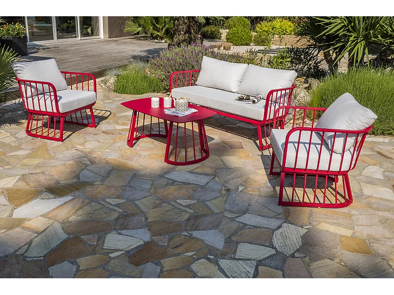 Salon de Jardin 4 places "Apolline" 150cm Framboise