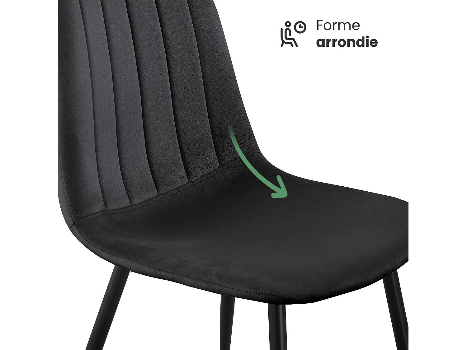 Conjunto de 6 Cadeiras estofadas LUMO Preto com pernas pretas