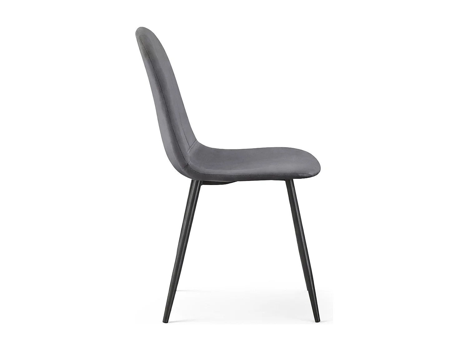 Lot de 2 Chaises en velours matelassées LUMO Graphite Foncé pieds noirs