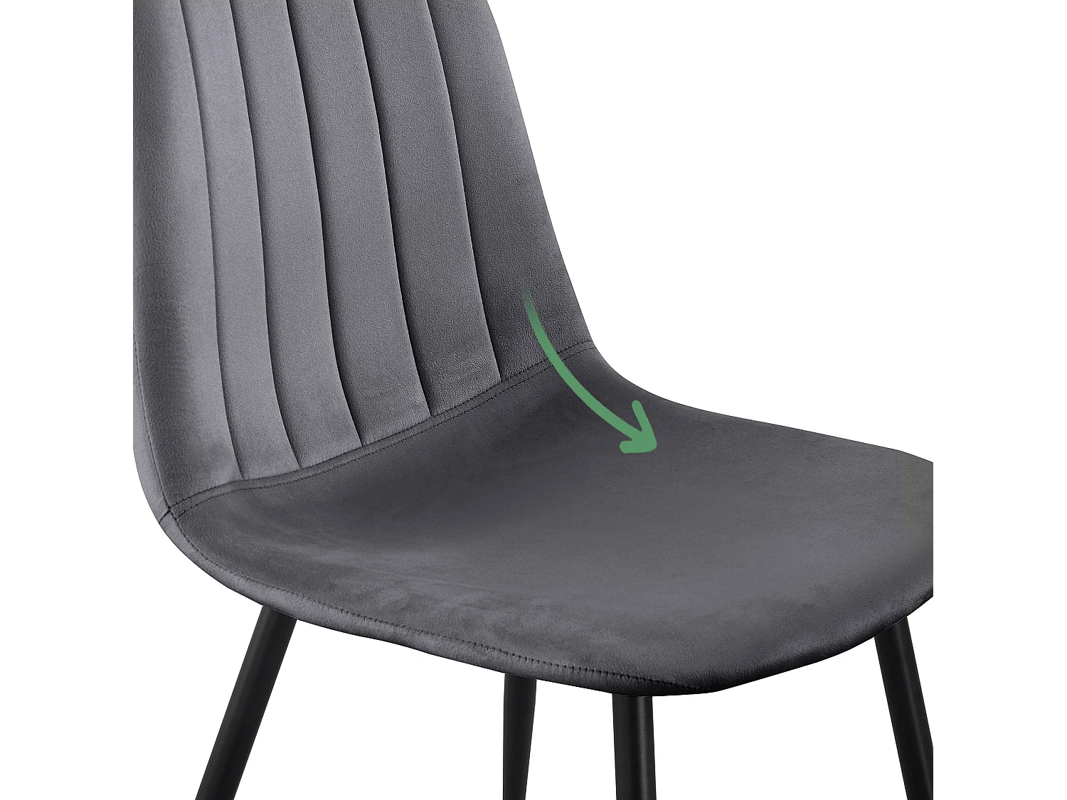 Lot de 2 Chaises en velours matelassées LUMO Graphite Foncé pieds noirs