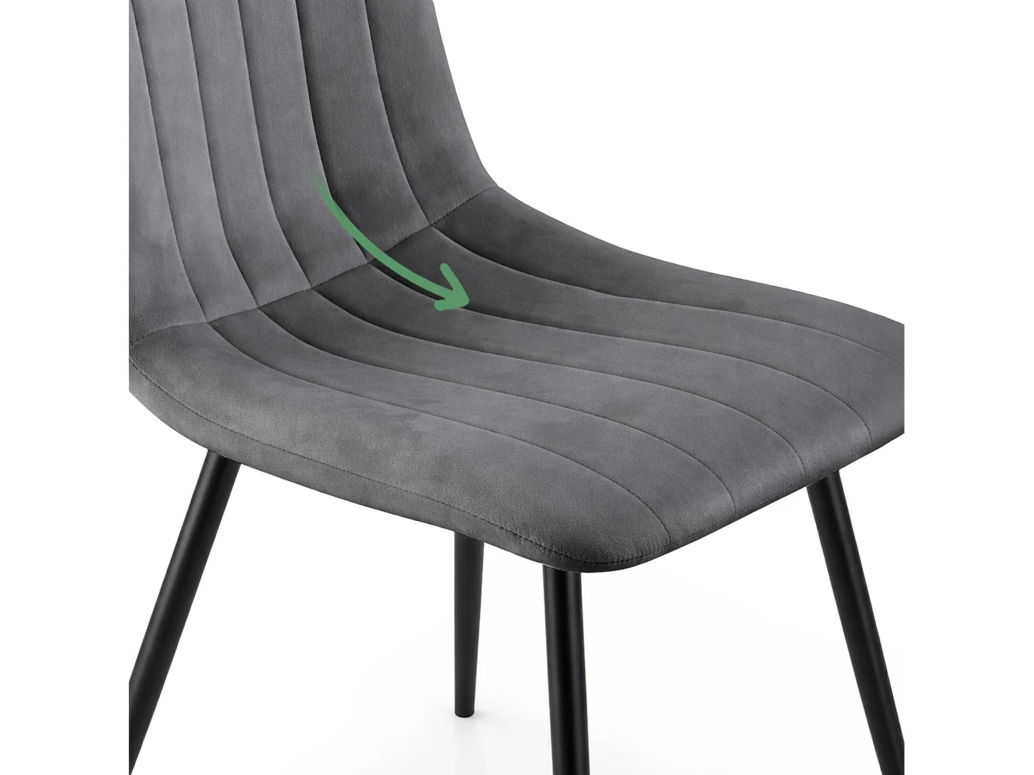 Set van 6 Eetkamerstoelen LIVO / Gestoffeerde Stoelen / Fluwelen Stoelen en Metalen Poten / Antraciet met zwarte benen