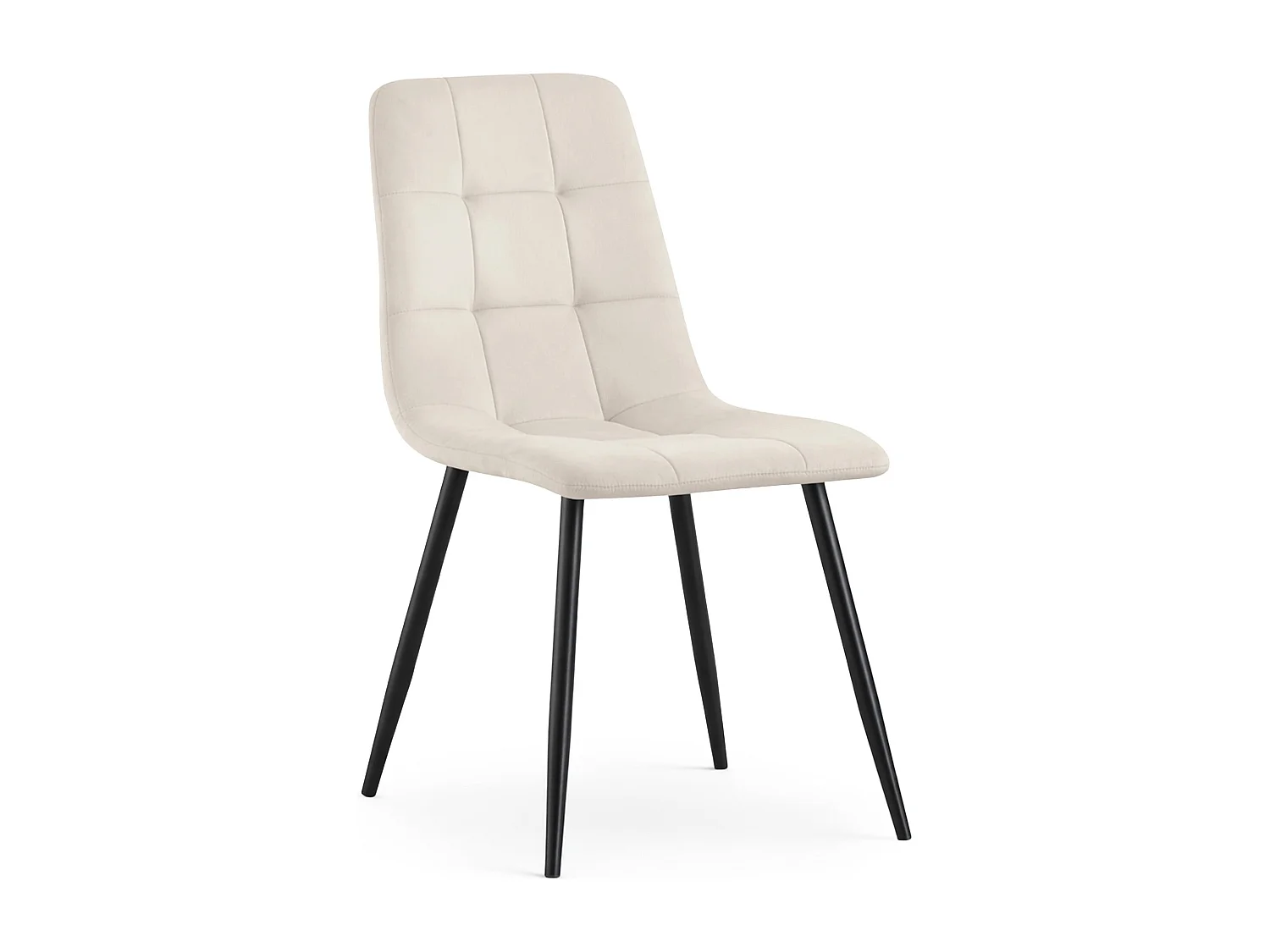 Chaise en velours matelassée NERO Beige pieds noirs