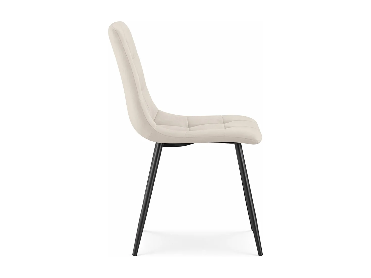 Chaise en velours matelassée NERO Beige pieds noirs