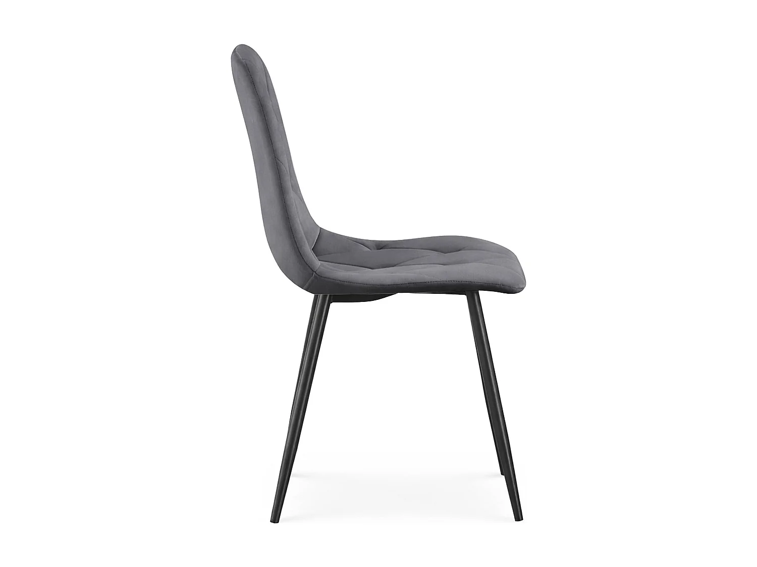 Chaise en velours matelassée MILO Graphite Foncé pieds noirs