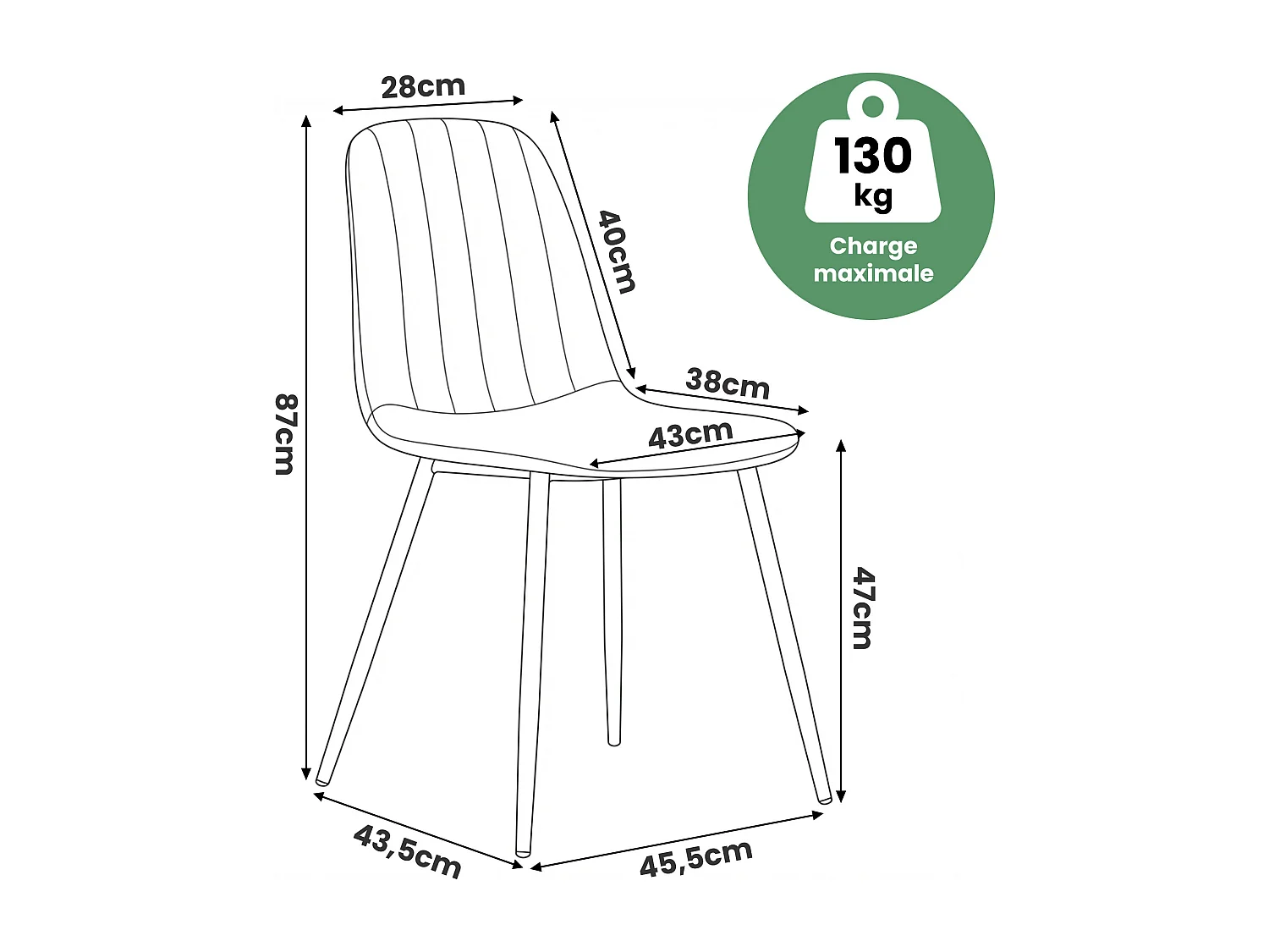 6x Welurowe krzesło tapicerowane pikowane Beżowe LUMO Czarne nogi