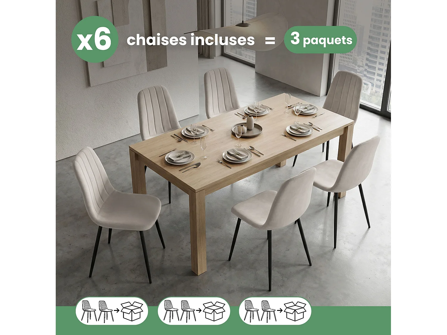 6x Welurowe krzesło tapicerowane pikowane Beżowe LUMO Czarne nogi