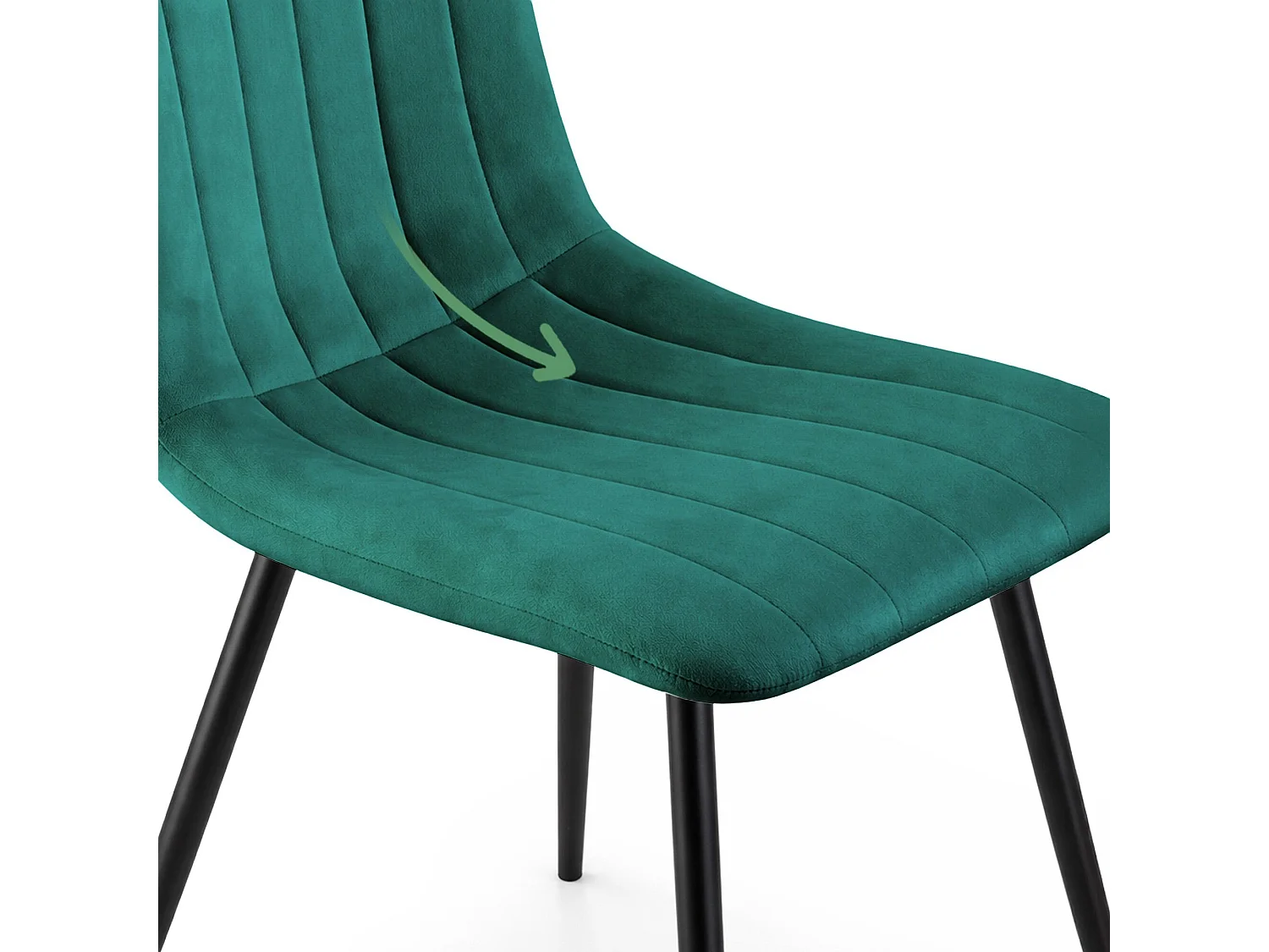 Lot de 4 Chaises en velours matelassées LIVO Vert Bouteille pieds noirs