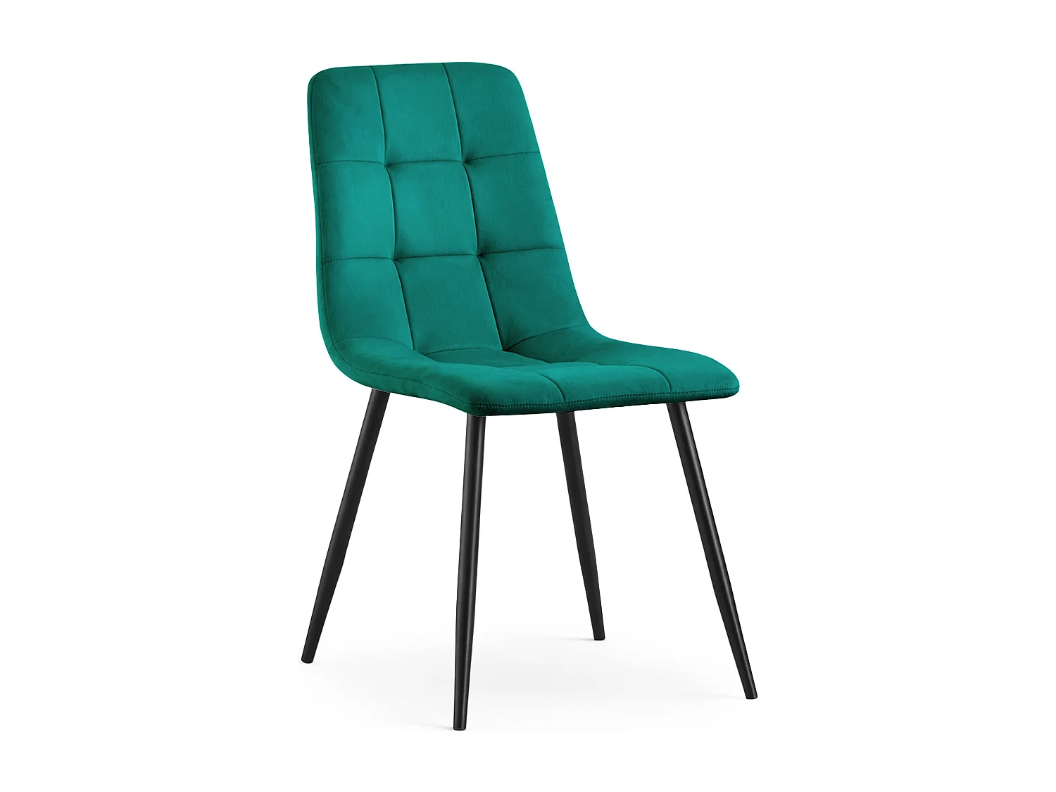 Chaise en velours matelassée NERO Vert Bouteille pieds noirs