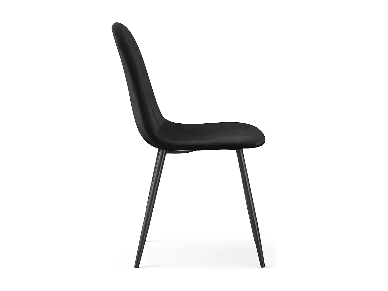 Lot de 8 Chaises en velours matelassées LUMO Noires pieds noirs