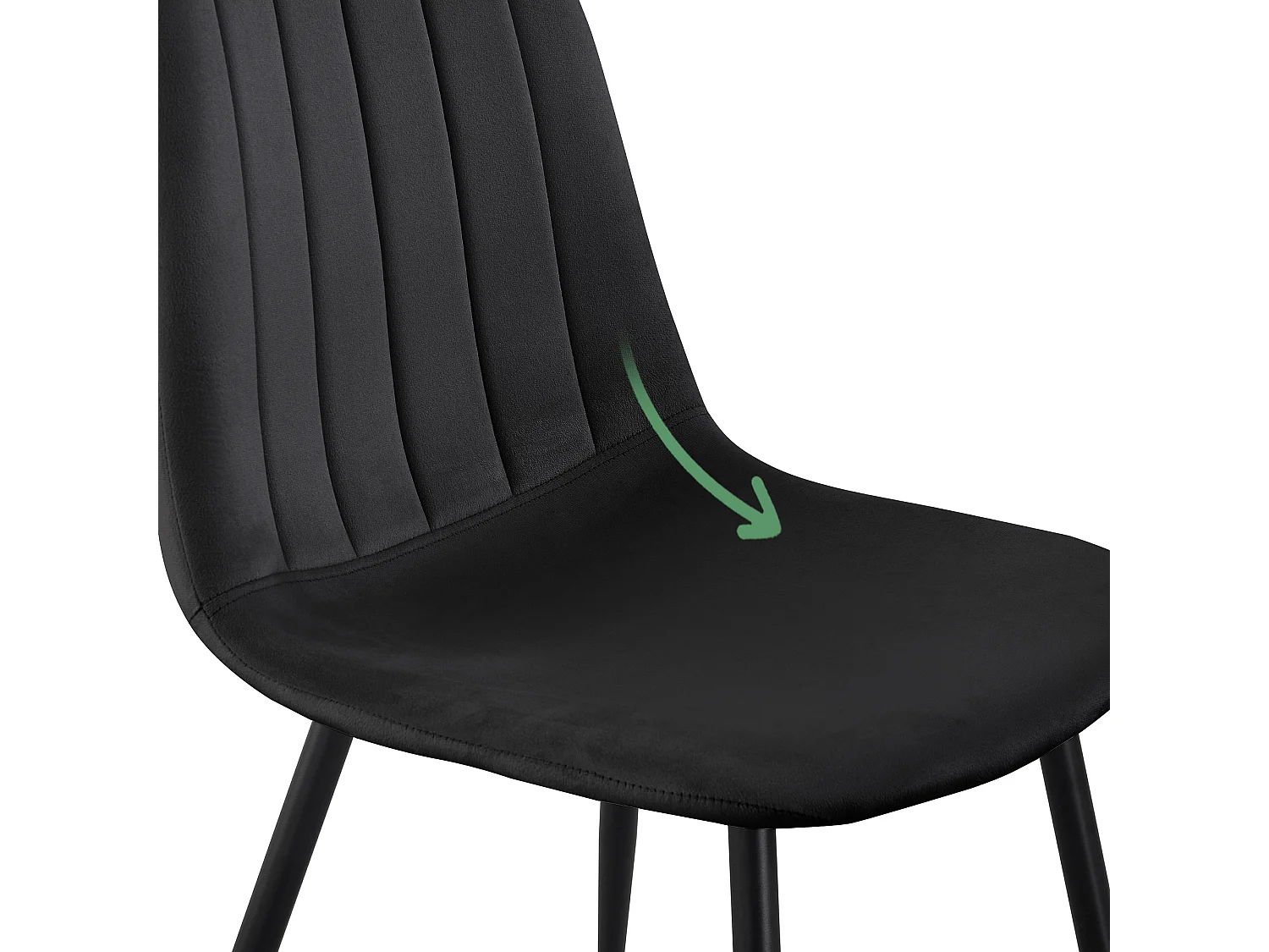 Lot de 8 Chaises en velours matelassées LUMO Noires pieds noirs