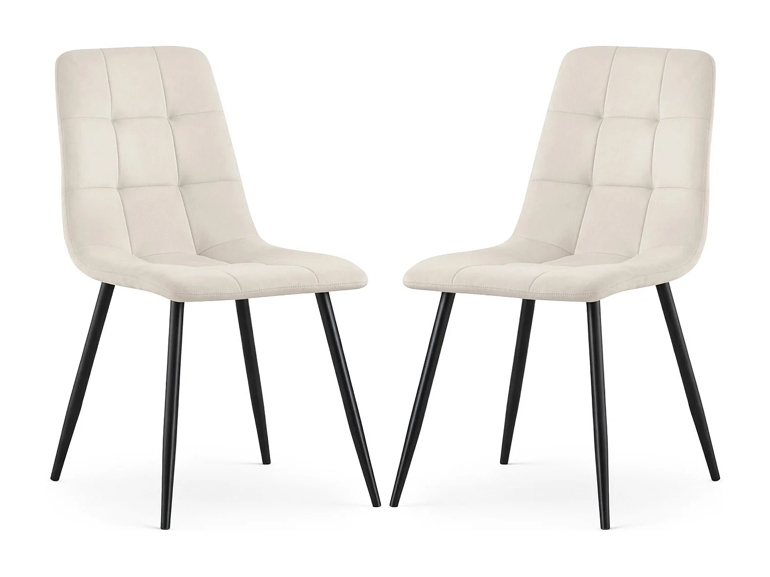 4x Welurowe krzesło tapicerowane pikowane Beżowe NERO Czarne nogi