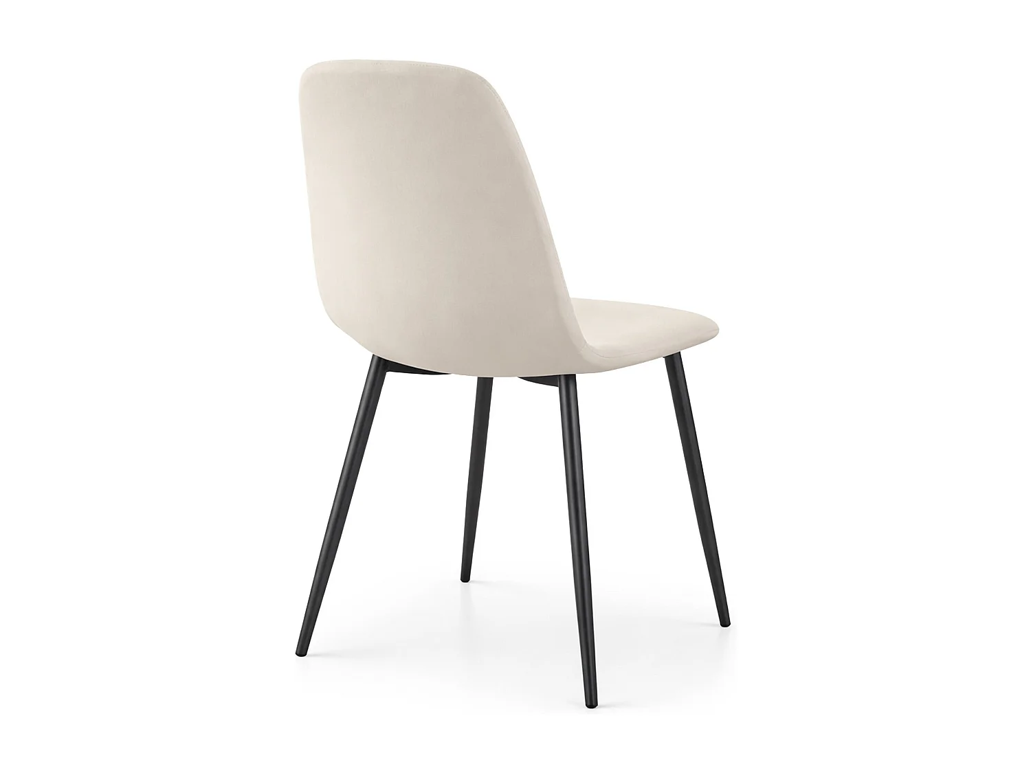 Chaise en velours matelassée LUMO Beige pieds noirs