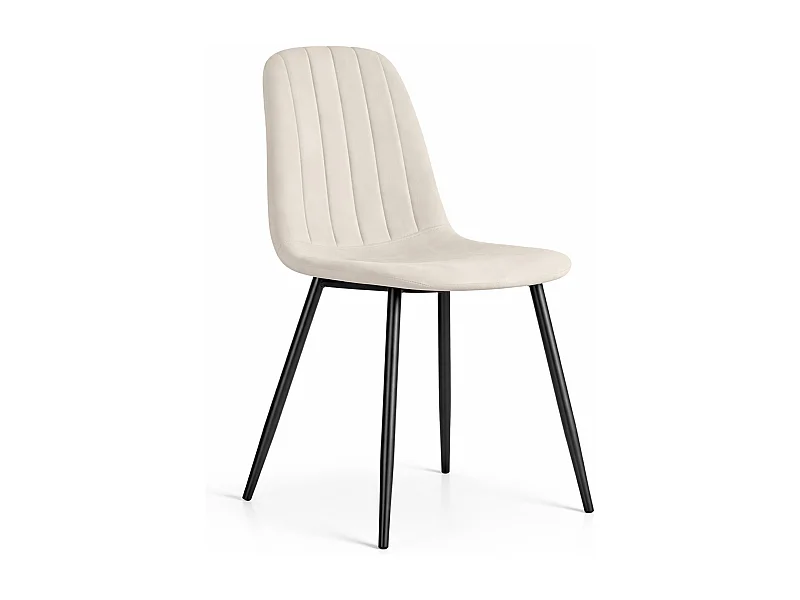 Cadeira de veludo acolchoada LUMO Bege pernas pretas