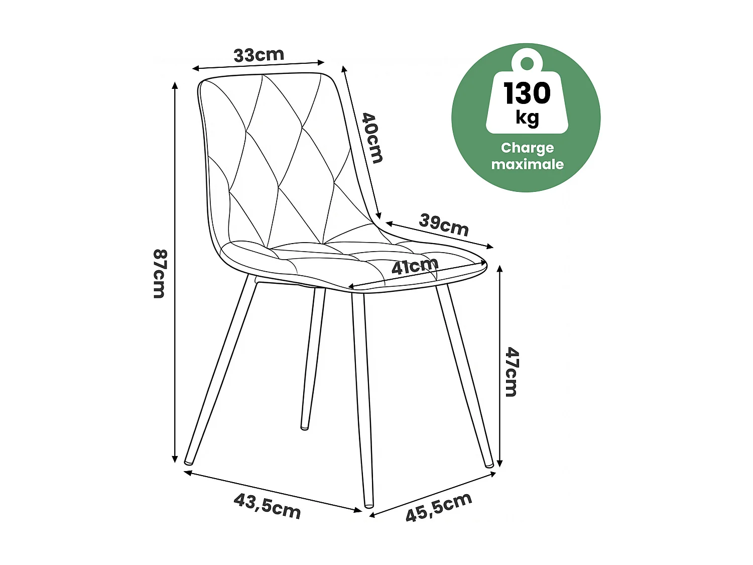 Set van 6 Eetkamerstoelen MILO / Gestoffeerde Stoelen / Fluwelen Stoelen en Metalen Poten / Flesgroen met zwarte benen