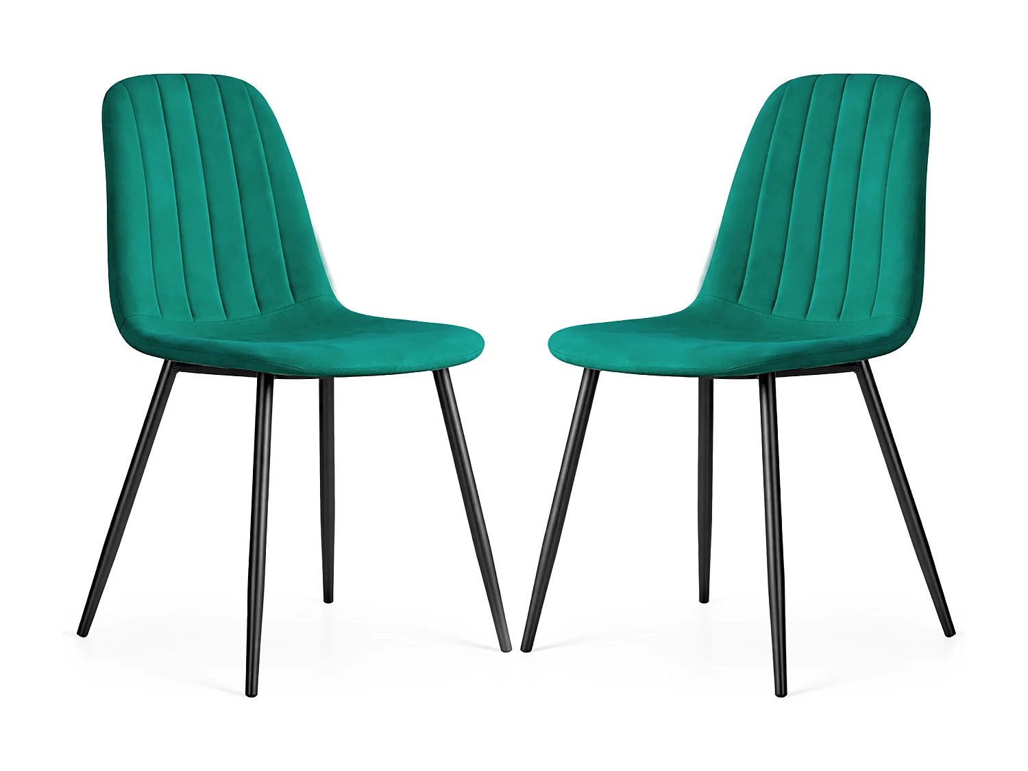Lot de 2 Chaises en velours matelassées LUMO Vert Bouteille pieds noirs