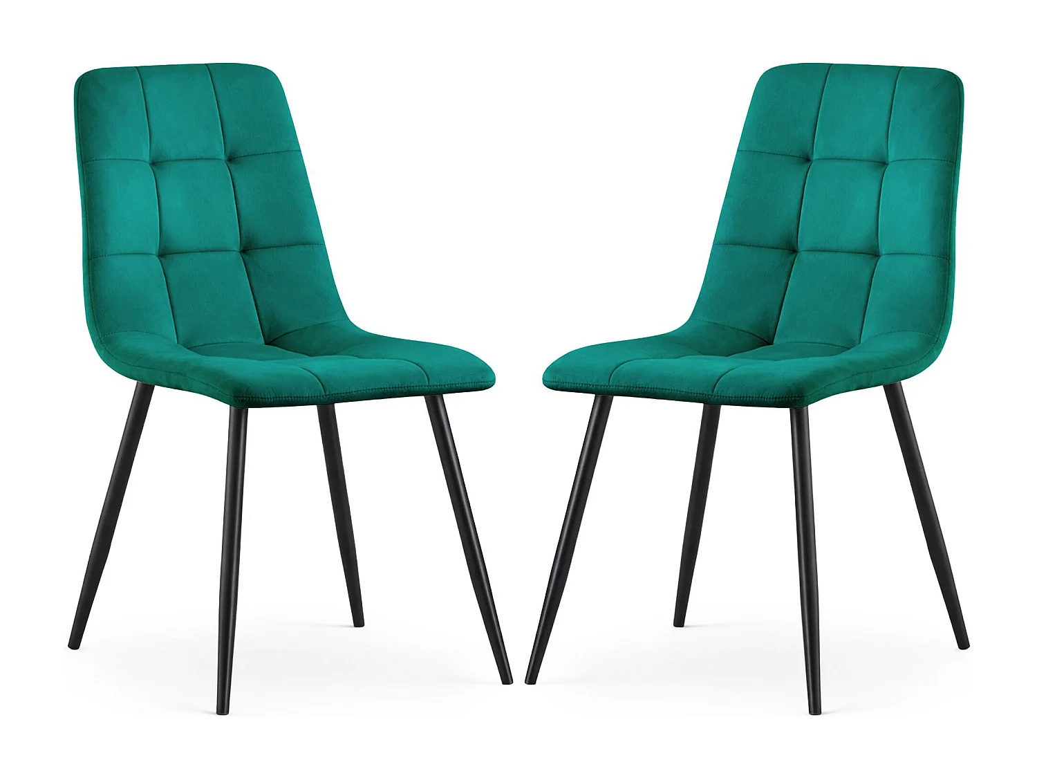 Conjunto de 2 Cadeiras estofadas NERO Verde Garrafa com pernas pretas