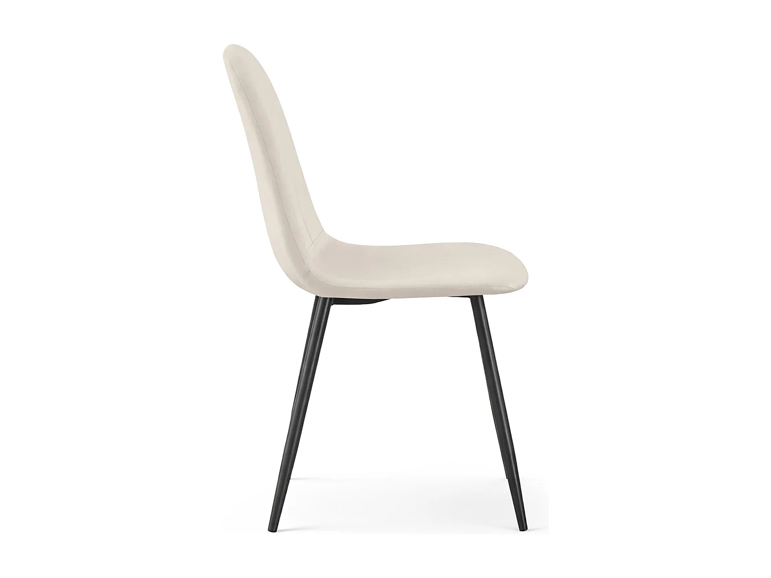 4er Set Samt-Polsterstühle, gesteppt LUMO Beige mit schwarzen Beinen