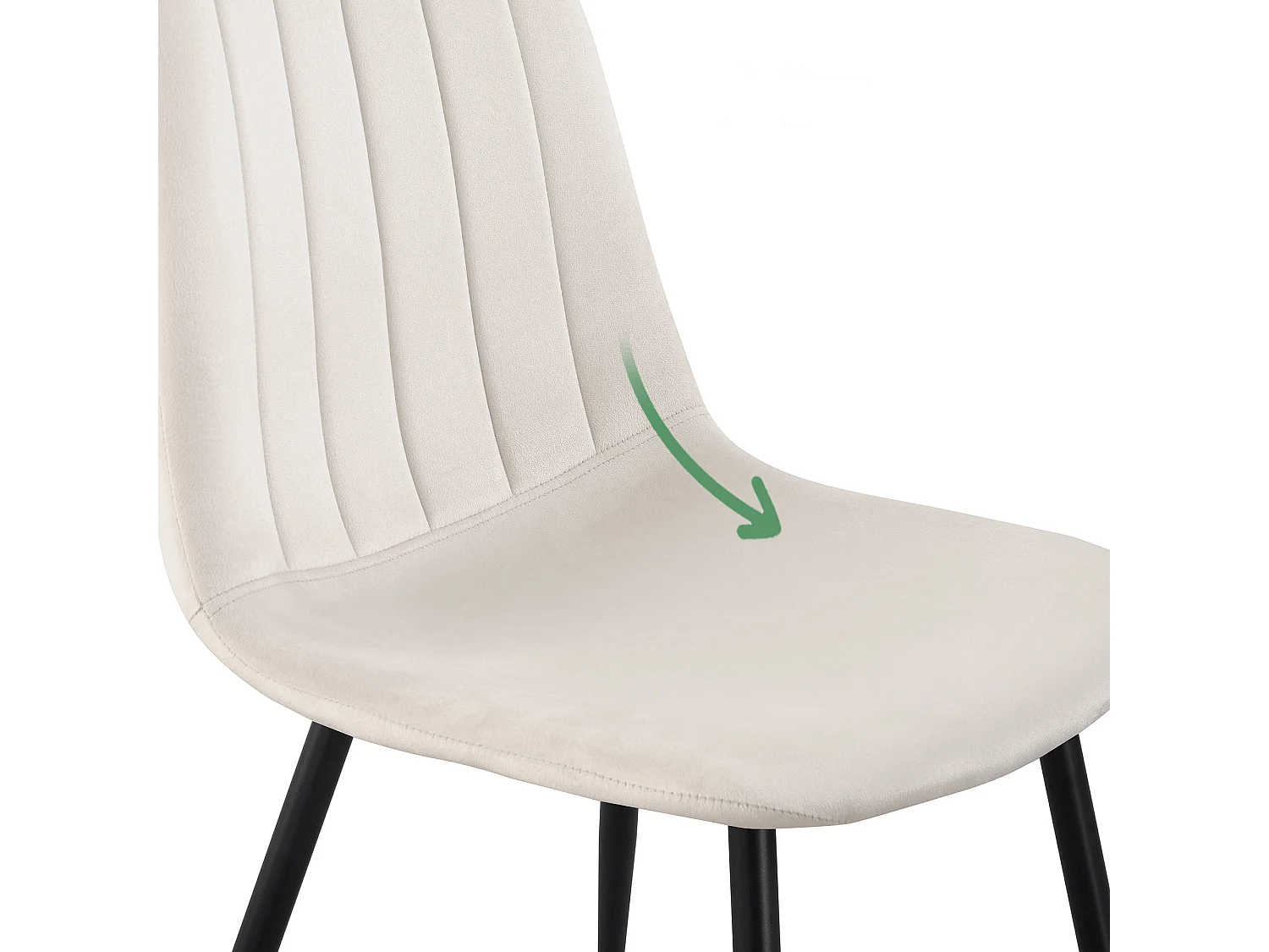 Lot de 4 Chaises en velours matelassées LUMO Beige pieds noirs