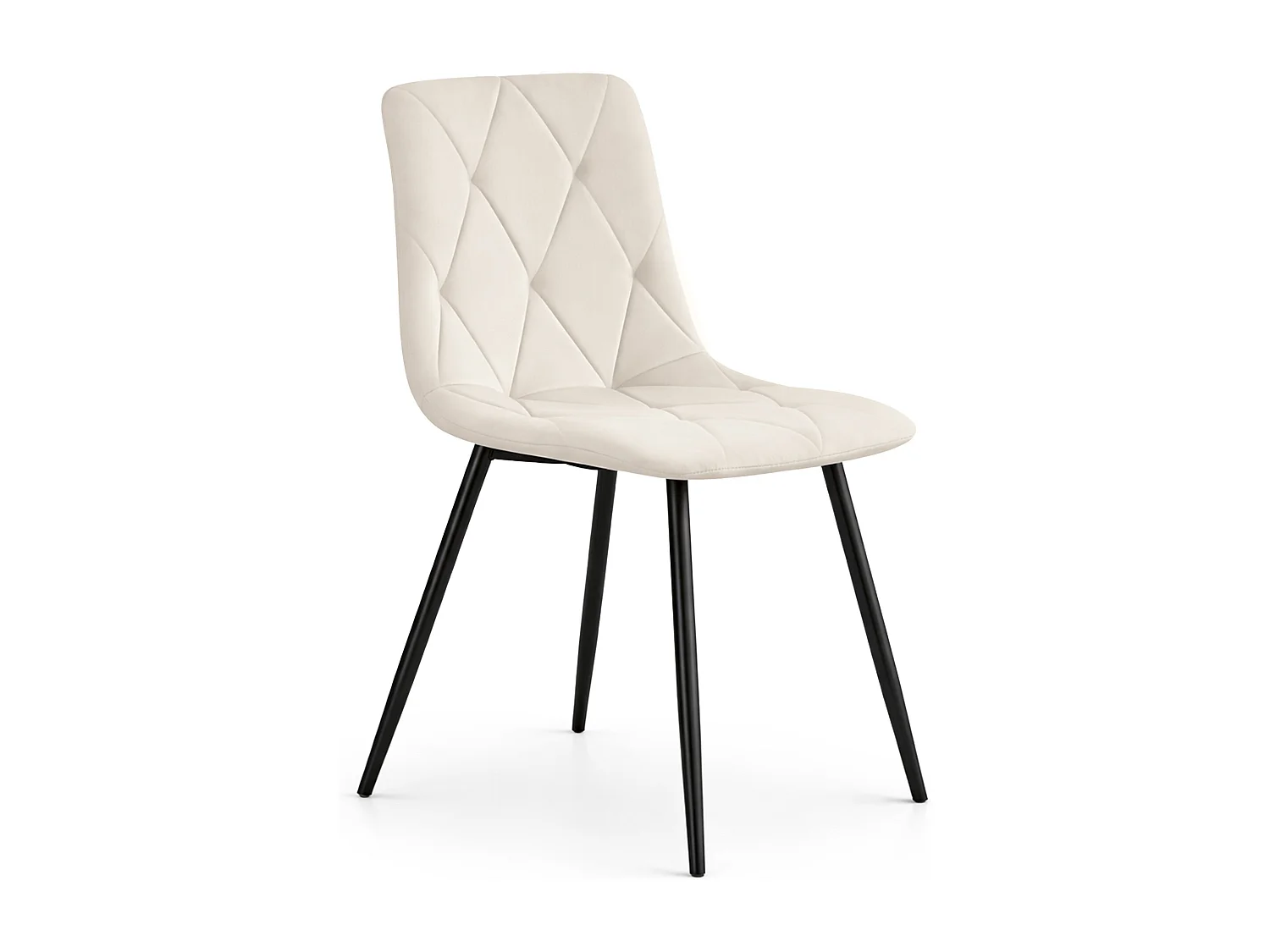 Sedia in velluto trapuntata MILO Beige gambe nere