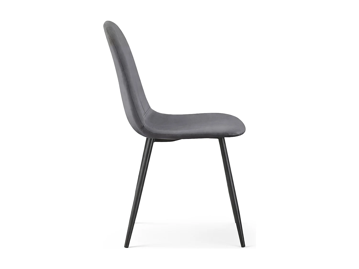 Chaise en velours matelassée LUMO Graphite Foncé pieds noirs