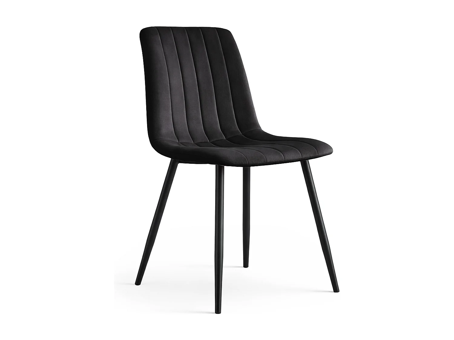 Chaise en velours matelassée LIVO Noire pieds noirs