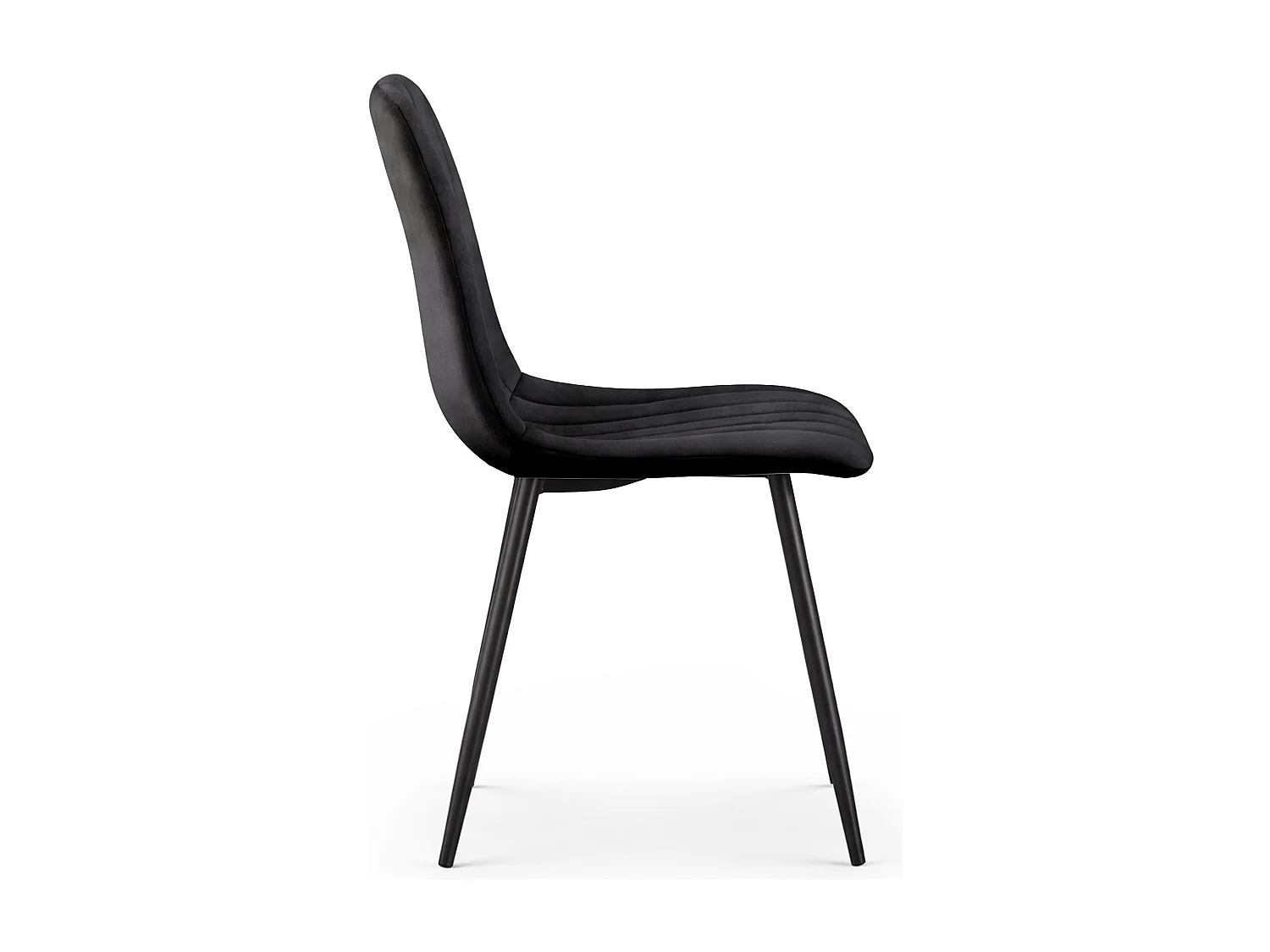 Chaise en velours matelassée LIVO Noire pieds noirs