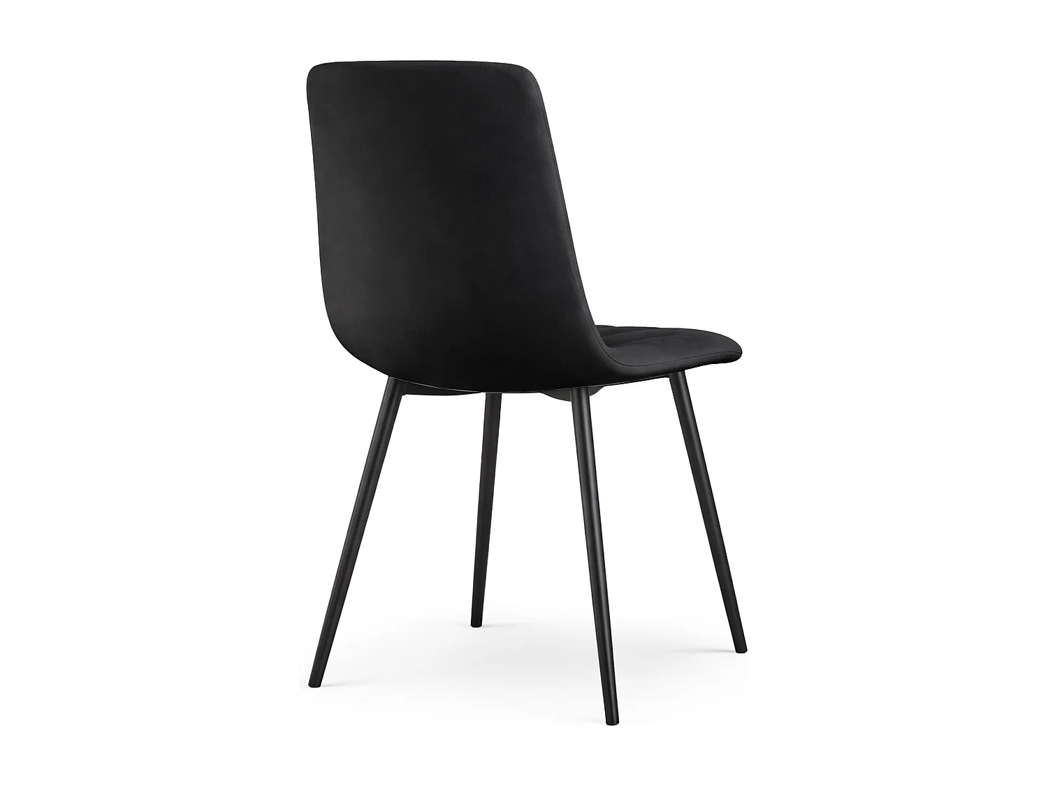 Chaise en velours matelassée LIVO Noire pieds noirs