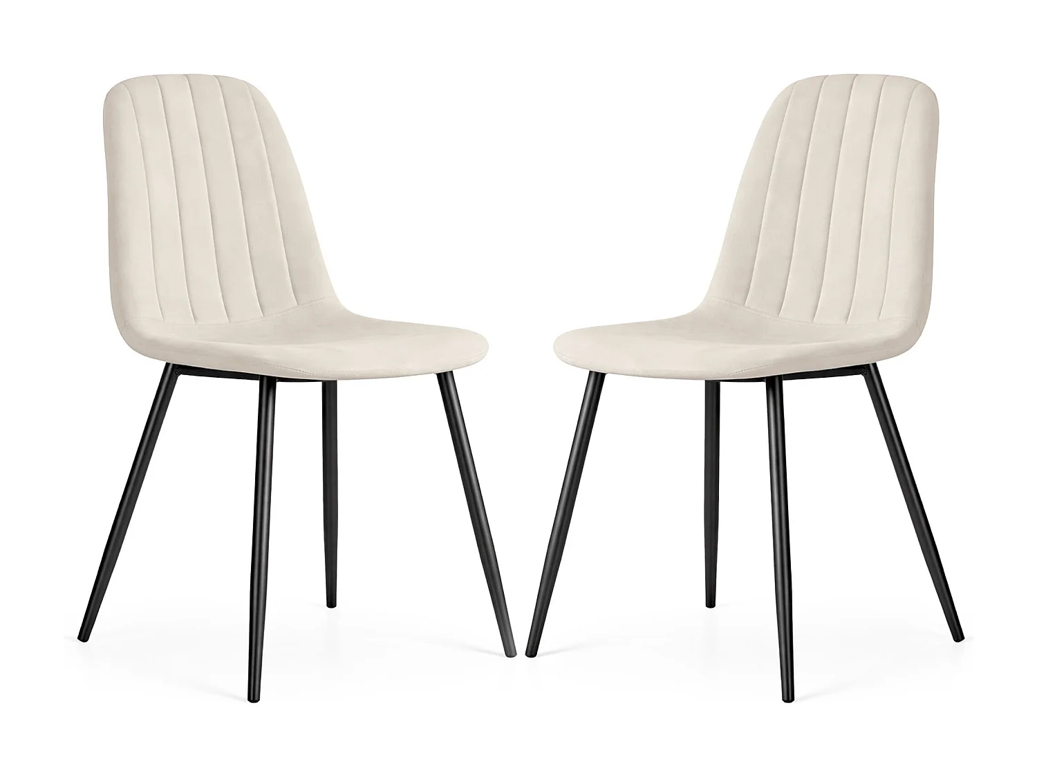 2x Welurowe krzesło tapicerowane pikowane Beżowe LUMO Czarne nogi