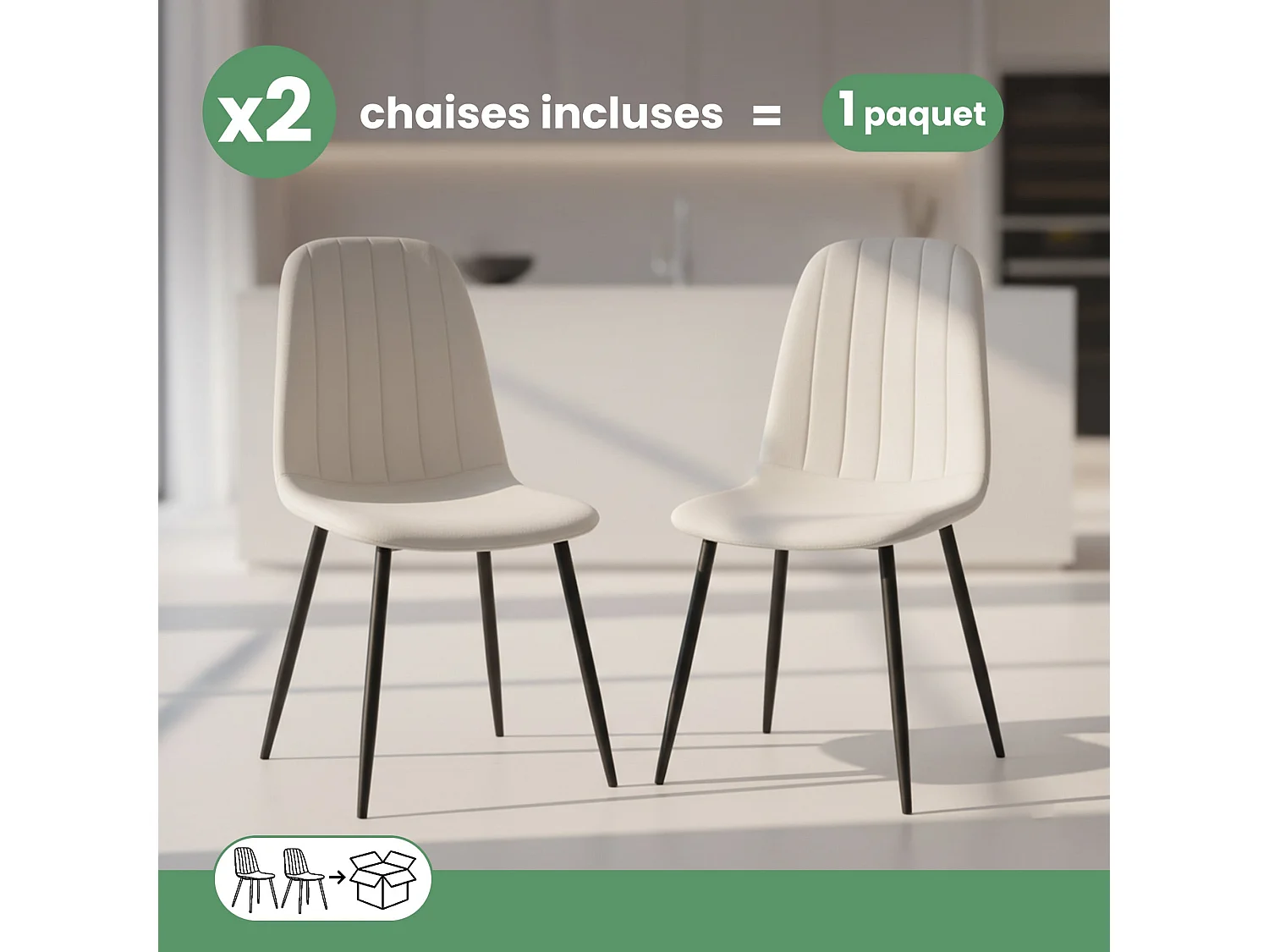 2x Welurowe krzesło tapicerowane pikowane Beżowe LUMO Czarne nogi