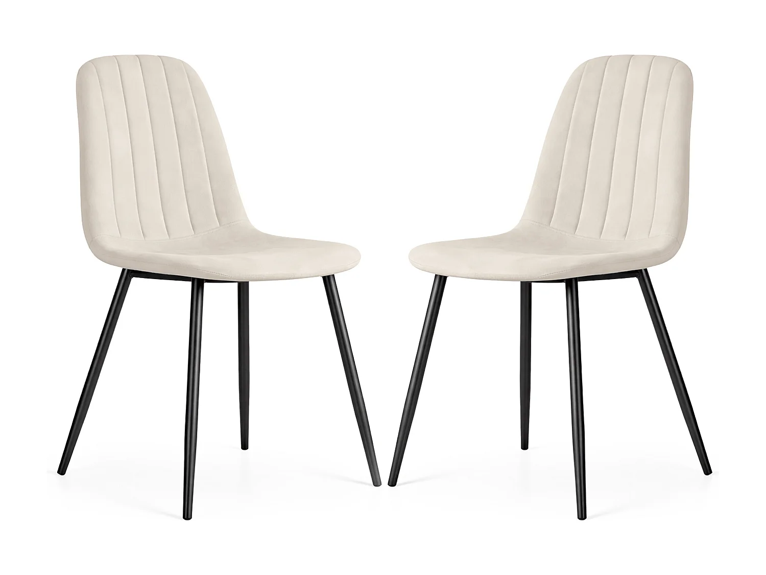 Lot de 2 Chaises en velours matelassées LUMO Beige pieds noirs
